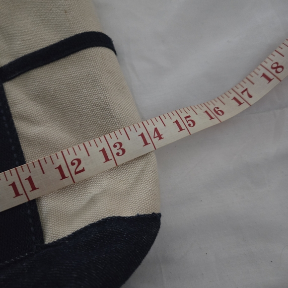 Vintage Canvas Tote Bag with Navy Accents - Picture 4 of 7